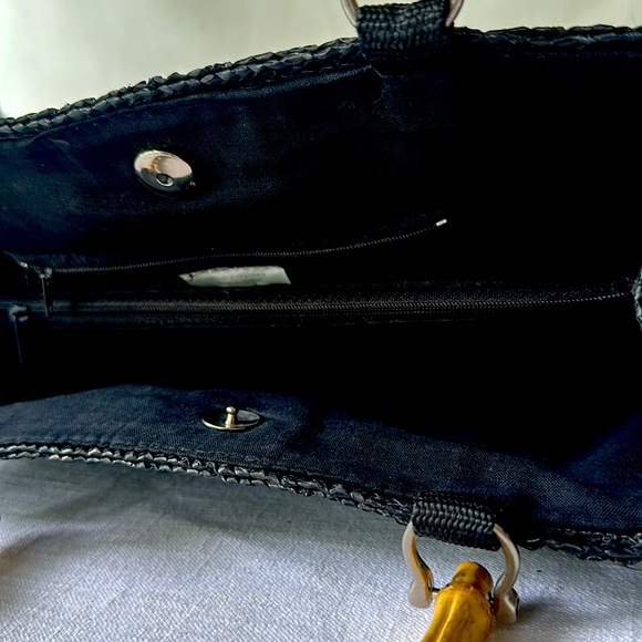 ✨Black Straw Handbaf with Bamboo Handles✨ - Picture 5 of 5